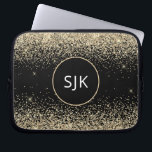 Luxury Guld Black Girly Modern Glitter Monogram Laptop Fodral<br><div class="desc">Modern och Elegant Guld och Black Faux Glitter och Gnistra Elegant Monogrammed Initialer Fodral. Fodral kan anpassas så att det omfattar ditt första och första namn.</div>