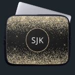 Luxury Guld Black Girly Modern Glitter Monogram Laptop Fodral<br><div class="desc">Modern och Elegant Guld och Black Faux Glitter och Gnistra Elegant Monogrammed Initialer Fodral. Fodral kan anpassas så att det omfattar ditt första och första namn.</div>