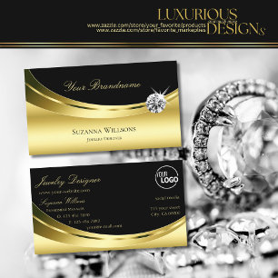 Luxury Guld Black med Logotyp och Gnistra Diamond Visitkort