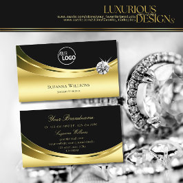 Luxury Guld Black med Logotyp och mousserande diam Visitkort