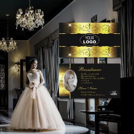 Luxury Guld Black Ornate Gräns Jewels Logotyp Phot Visitkort