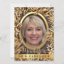 Luxury Guld Blommigt Anpassningsbar Photo 50 och F Inbjudningar