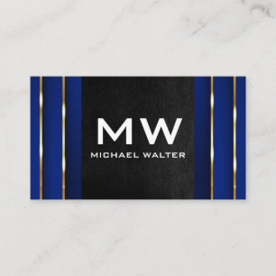 Luxury Guld Blue Background Svart läder Visitkort