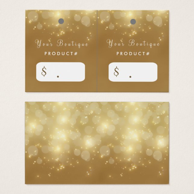 Luxury Guld Bokeh Glamor Boutique hängMärkre Visitkort (Framsida & baksida)