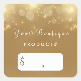 Luxury Guld Bokeh Glamor Boutique Prisa Märkre Fyrkantigt Klistermärke