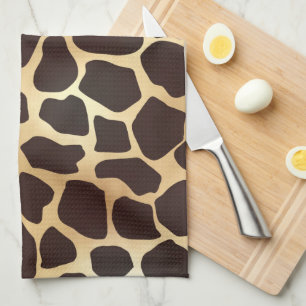 Luxury Guld Brown Giraffe Animal Print Mönster Kökshandduk