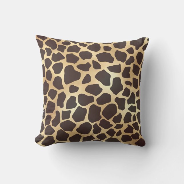 Luxury Guld Brown Giraffe Animal Print Mönster Kudde (Framsida)