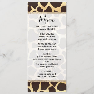 Luxury Guld Brown Giraffe Animal Print Mönster Meny