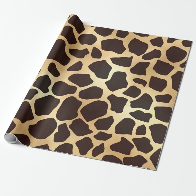 Luxury Guld Brown Giraffe Animal Print Mönster Presentpapper (Utrullad)