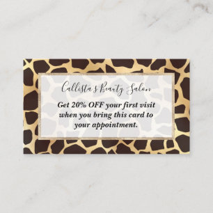 Luxury Guld Brown Giraffe Animal Print Mönster Rabattkort
