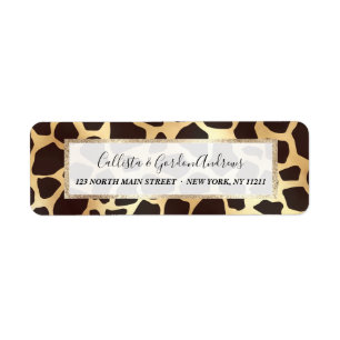 Luxury Guld Brown Giraffe Animal Print Mönster Returadress Etikett
