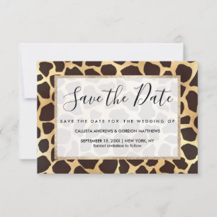 Luxury Guld Brown Giraffe Animal Print Mönster Spara Datumet