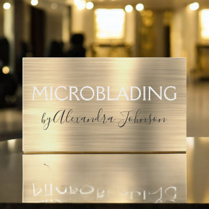 Luxury Guld Brushed Metall Microblading Visitkort
