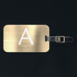 Luxury Guld Brushed Metall Monogram Namn Initial Bagagebricka<br><div class="desc">Luxury Guld Brushed Metall Foil Monogram Namn och Initial Luggage Tag. Den här väskan är märkre för Back to school,  Arbete eller Resning.</div>
