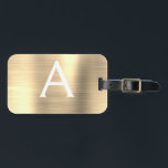 Luxury Guld Brushed Metall Monogram Namn Initial Bagagebricka<br><div class="desc">Luxury Guld Brushed Metall Foil Monogram Namn och Initial Luggage Tag. Den här väskan är märkre för Back to school,  Arbete eller Resning.</div>