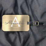 Luxury Guld Brushed Metall Monogram Namn Initial Bagagebricka<br><div class="desc">Luxury Guld Brushed Metall Foil Monogram Namn och Initial Luggage Tag. Den här väskan är märkre för Back to school,  Arbete eller Resning.</div>