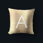Luxury Guld Brushed Metall Monogram Namn Initial Kudde<br><div class="desc">Luxury Gold Foil Brushed Metall Monogram Namn och Initial Pillow. Kudden ger perfekten åt någon som dekorerar hennes rum i stil.</div>