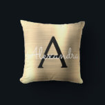 Luxury Guld Brushed Metall Monogram Namn Initial Kudde<br><div class="desc">Luxury Guld och Black Foil Brushed Metall Monogram Namn och Initial Pillow. Kudden ger perfekten åt någon som dekorerar hennes rum i stil.</div>