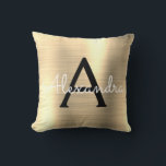 Luxury Guld Brushed Metall Monogram Namn Initial Kudde<br><div class="desc">Luxury Guld och Black Foil Brushed Metall Monogram Namn och Initial Pillow. Kudden ger perfekten åt någon som dekorerar hennes rum i stil.</div>