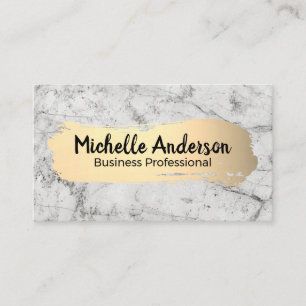 Luxury Guld Brushed White Marble Visitkort