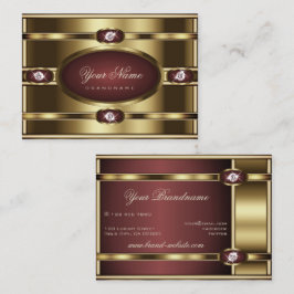 Luxury Guld Burgundy Gradient och Faux Rhinestones Visitkort