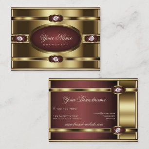 Luxury Guld Burgundy Gradient och Faux Rhinestones Visitkort