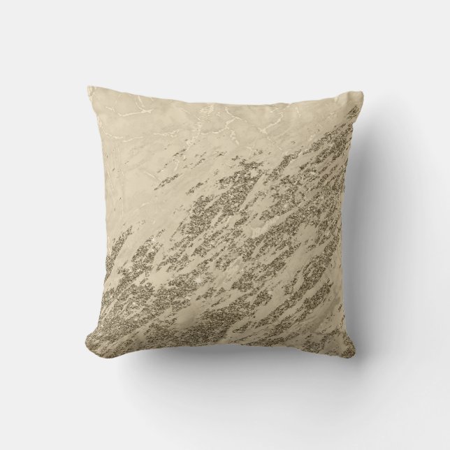 Luxury Guld Champagne Glitter Marble Cotton Kudde (Framsida)