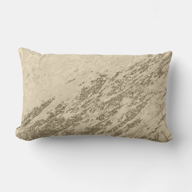 Luxury Guld Champagne Glitter Marble Cotton Lumbarkudde (Framsida)