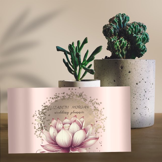 Luxury Guld Confetti Glitter Lotus Metallic Visitkort (Skapare uppladdad)