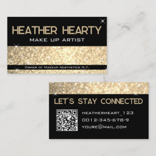 Luxury Guld Cream Golden Beige Glitter QR-kod Visitkort