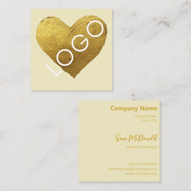 LUXURY GULD CREAM GULT LOGOTYP PROMOTIONAL COMPANY FYRKANTIGT VISITKORT (Fram/baksida)