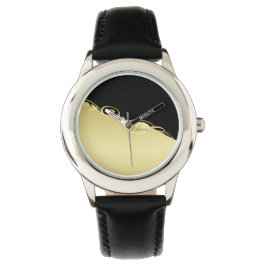 Luxury guld dekorativ på guld & Black, Monogram. Armbandsur