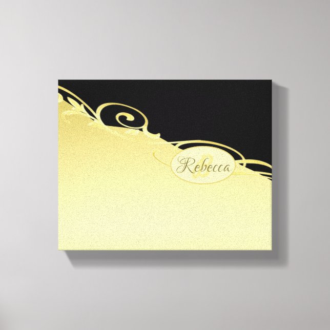Luxury guld dekorativ på guld & Black, Monogram. Canvastryck (Framsida)