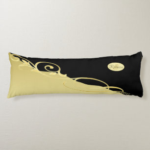 Luxury guld dekorativ på guld & Black, Monogram Kroppskudde