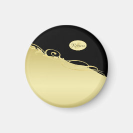 Luxury guld dekorativ på guld & Black, Monogram. Magnet