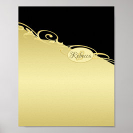 Luxury guld dekorativ på guld & Black, Monogram. Poster