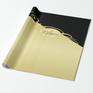 Luxury guld dekorativ på guld & Black, Monogram. Presentpapper