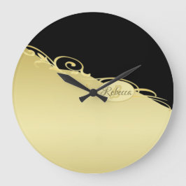 Luxury guld dekorativ på guld & Black, Monogram. Stor Klocka