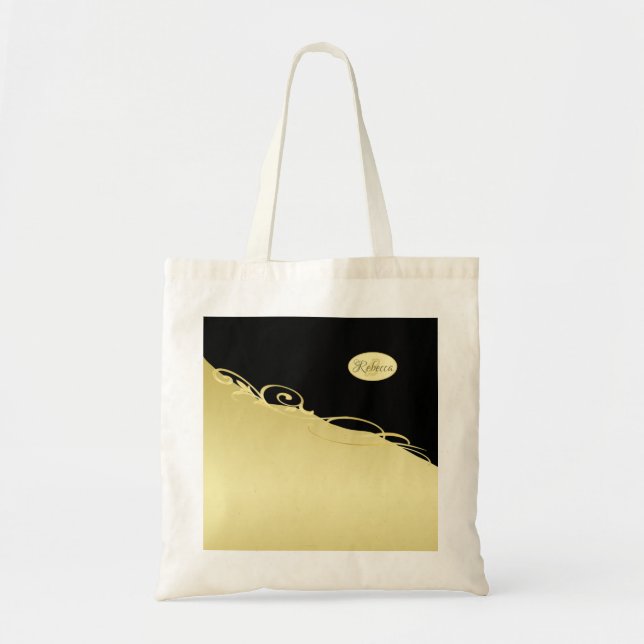 Luxury guld dekorativ på guld & Black, Monogram. Tygkasse (Framsidan)