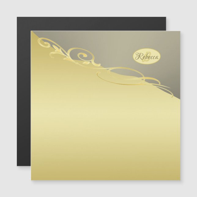 Luxury guld dekorativ på guld & silver, Monogram (Fram/baksida)