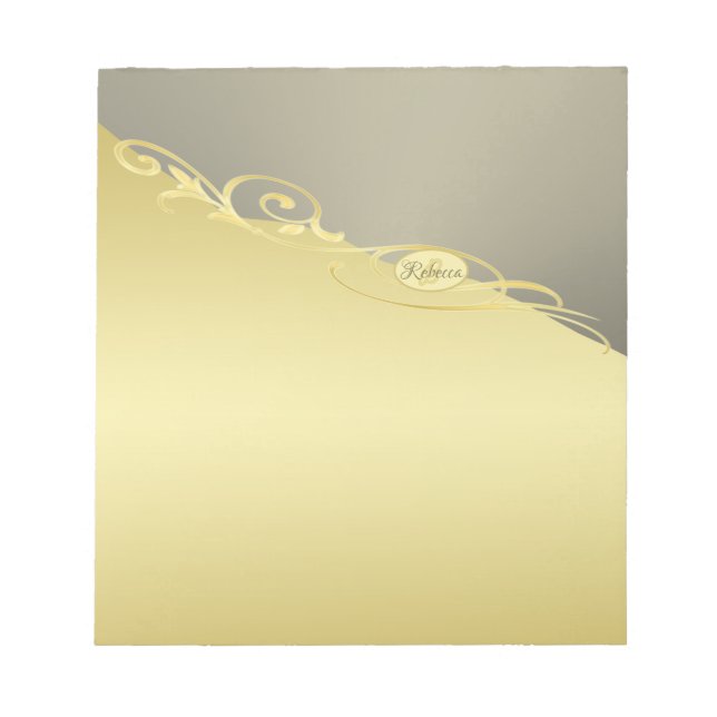 Luxury guld dekorativ på guld & silver, Monogram Anteckningsblock (Framsida)