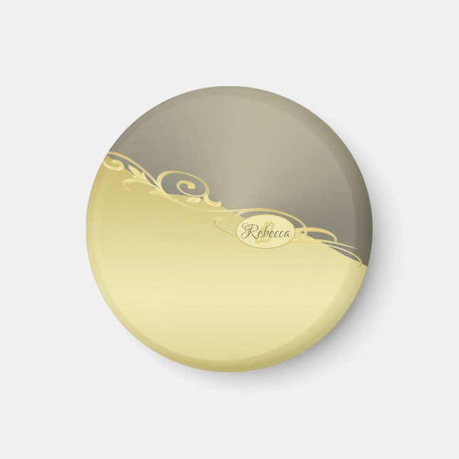 Luxury guld dekorativ på guld & silver, Monogram Magnet (Framsidan)