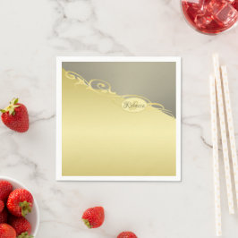 Luxury guld dekorativ på guld&silver, Monogram, Pappersservett