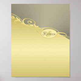 Luxury guld dekorativ på guld & silver, Monogram Poster