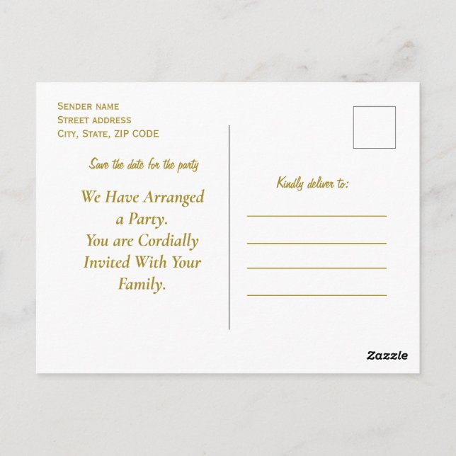 Luxury guld dekorativ på guld & silver, Monogram Vykort (Baksida)