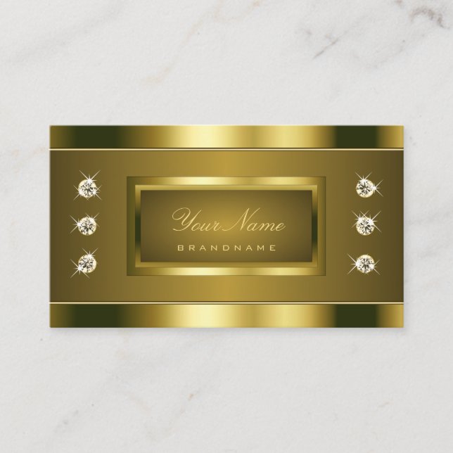 Luxury Guld Effect med Bright Faux Rhinestones Visitkort (Framsida)