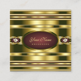 Luxury Guld Effect med Burgundy och Faux Diamonds Fyrkantigt Visitkort