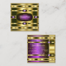 Luxury Guld Effect med Mörk Lila Marble Mönster Fyrkantigt Visitkort