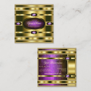 Luxury Guld Effect med Mörk Lila Marble Mönster Fyrkantigt Visitkort