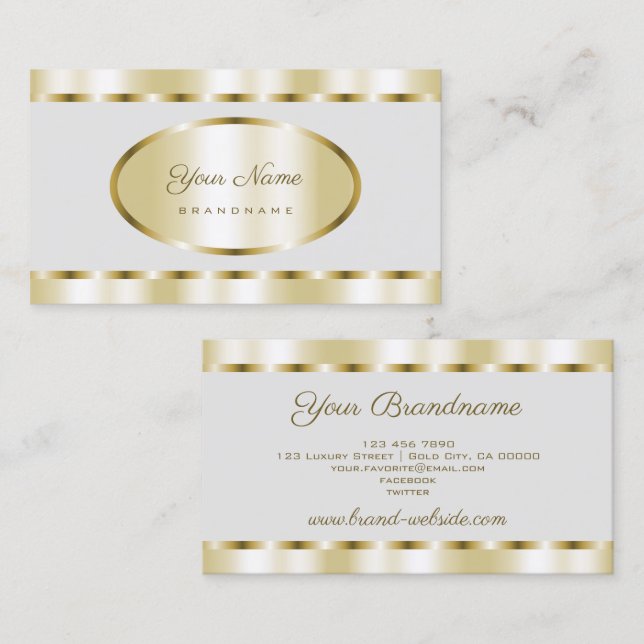 Luxury Guld Effect och Light Grått Professionell Visitkort (Fram/baksida)